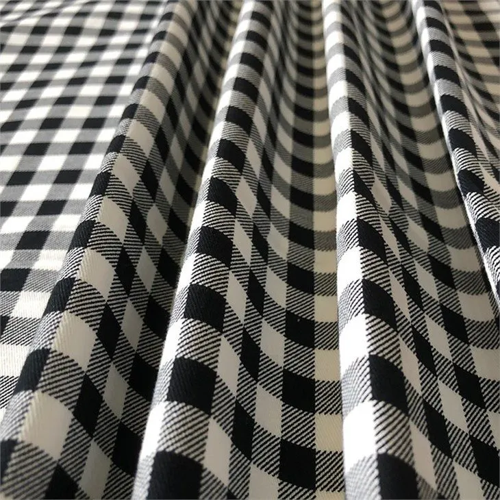 black plaid cotton fabric